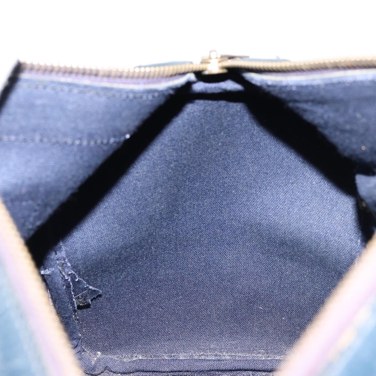 CELINE C Sulky Hand Bag Canvas Navy Gold Auth 73095