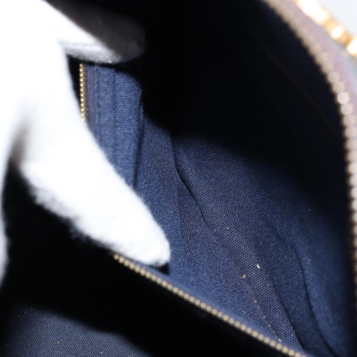 CELINE C Sulky Hand Bag Canvas Navy Gold Auth 73095