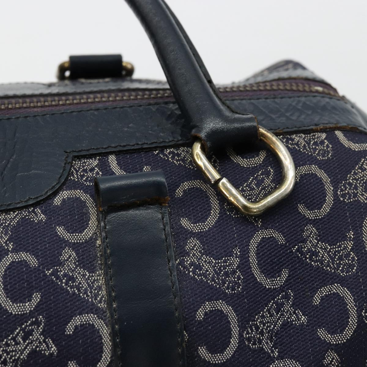 CELINE C Sulky Hand Bag Canvas Navy Gold Auth 73095