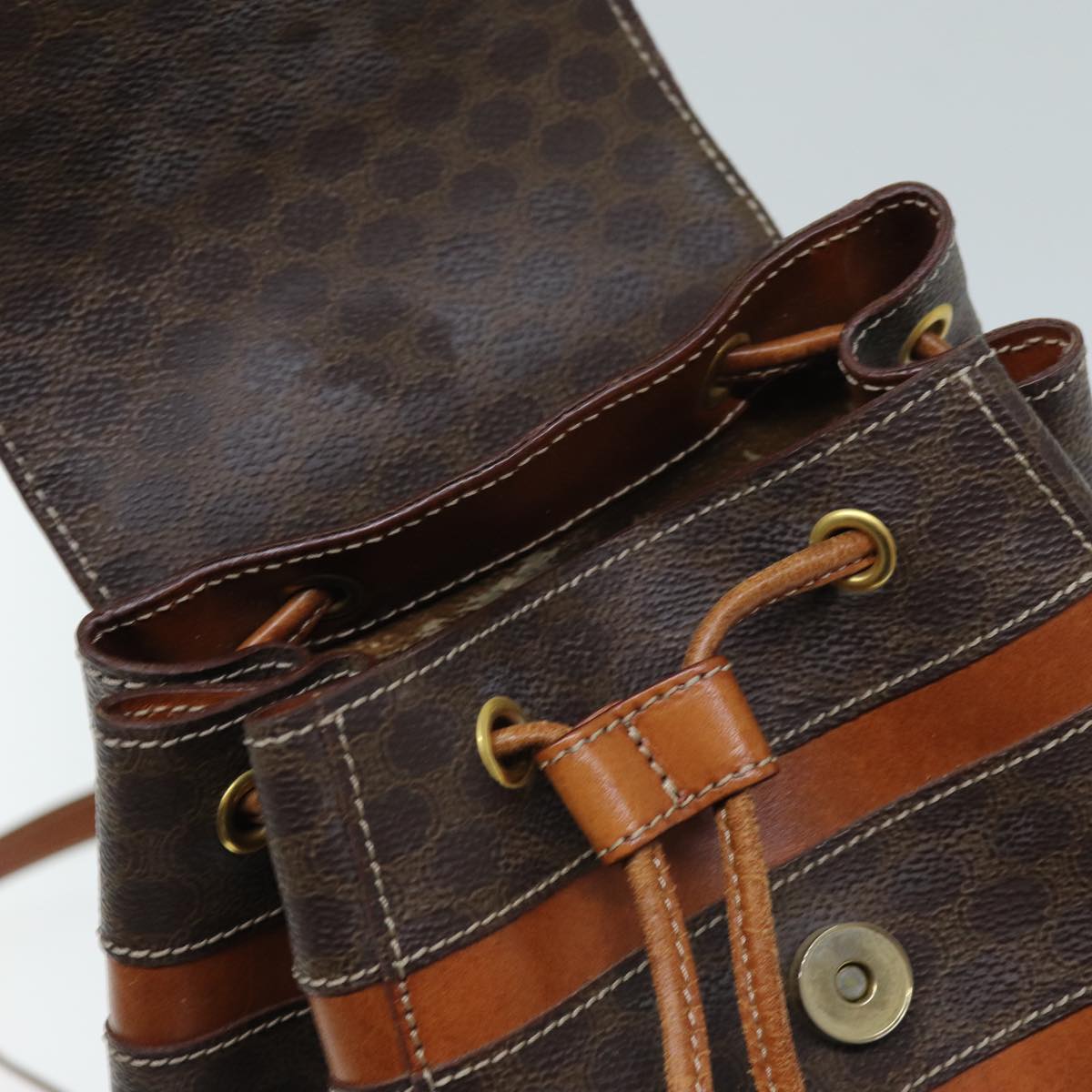 CELINE Macadam Canvas Backpack PVC Brown Auth 73130