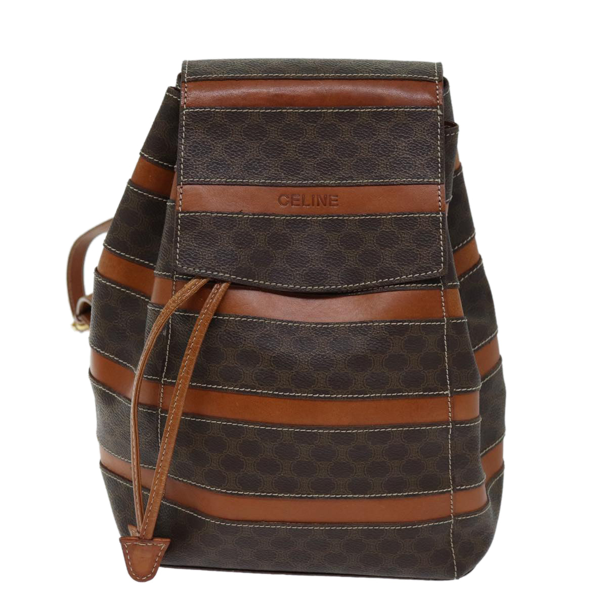 CELINE Macadam Canvas Backpack PVC Brown Auth 73130