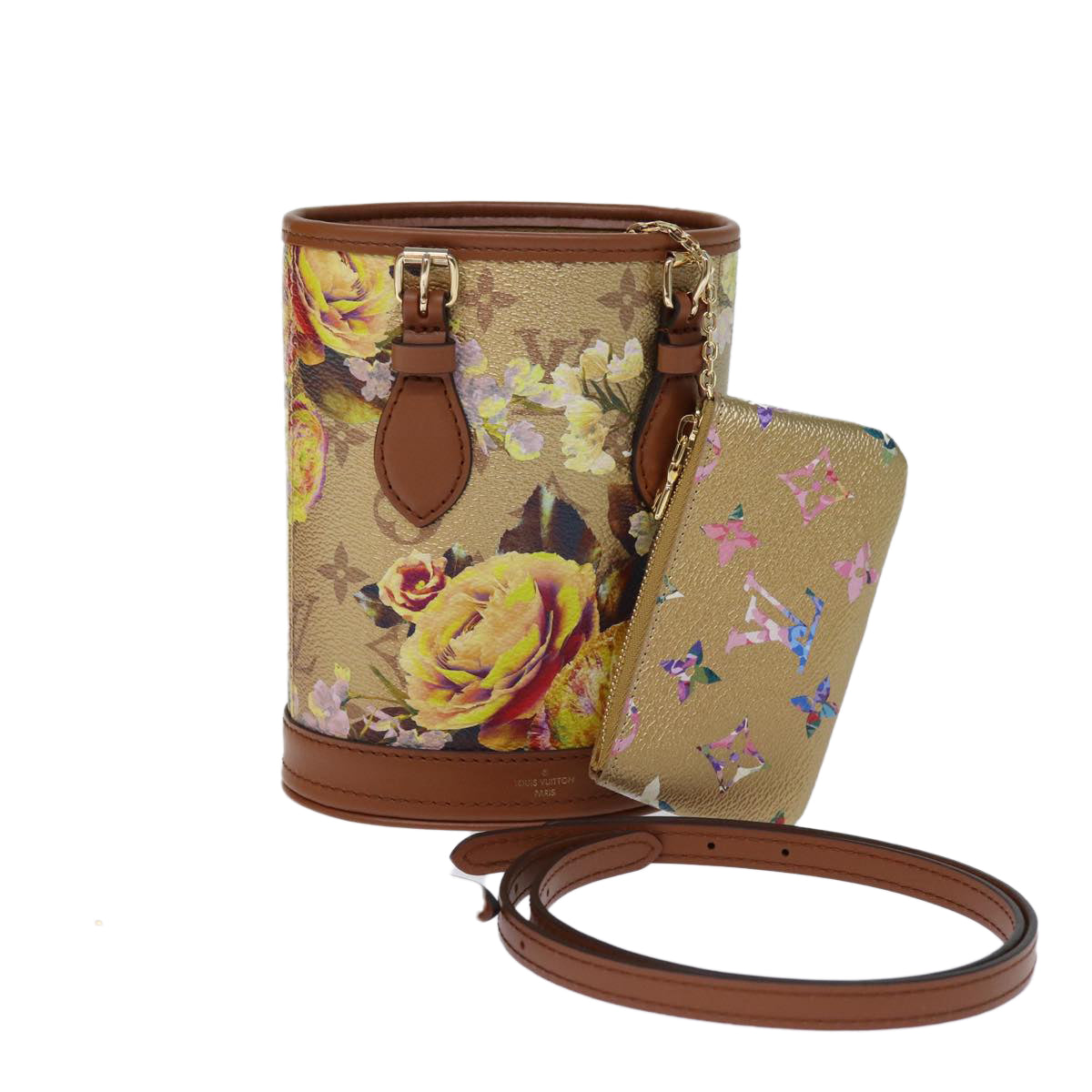 LOUIS VUITTON LV Garden Nano Bucket Shoulder Bag Beige M81724 LV Auth 73910SM
