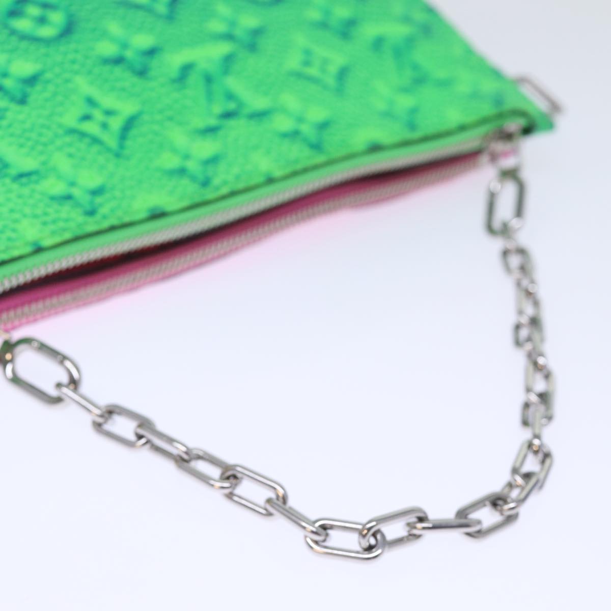LOUIS VUITTON Monogram Illusion Trio Pouch NM Pouch Green Pink LV Auth 73911SM