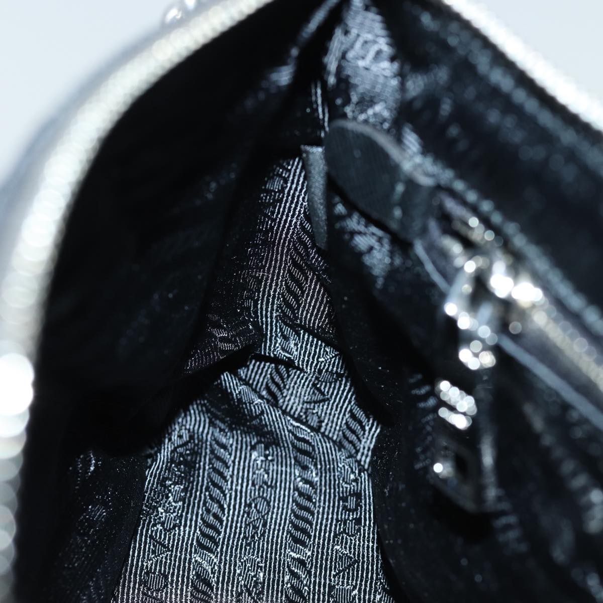 PRADA Chain Shoulder Bag Nylon 2way Black Auth 73993AM