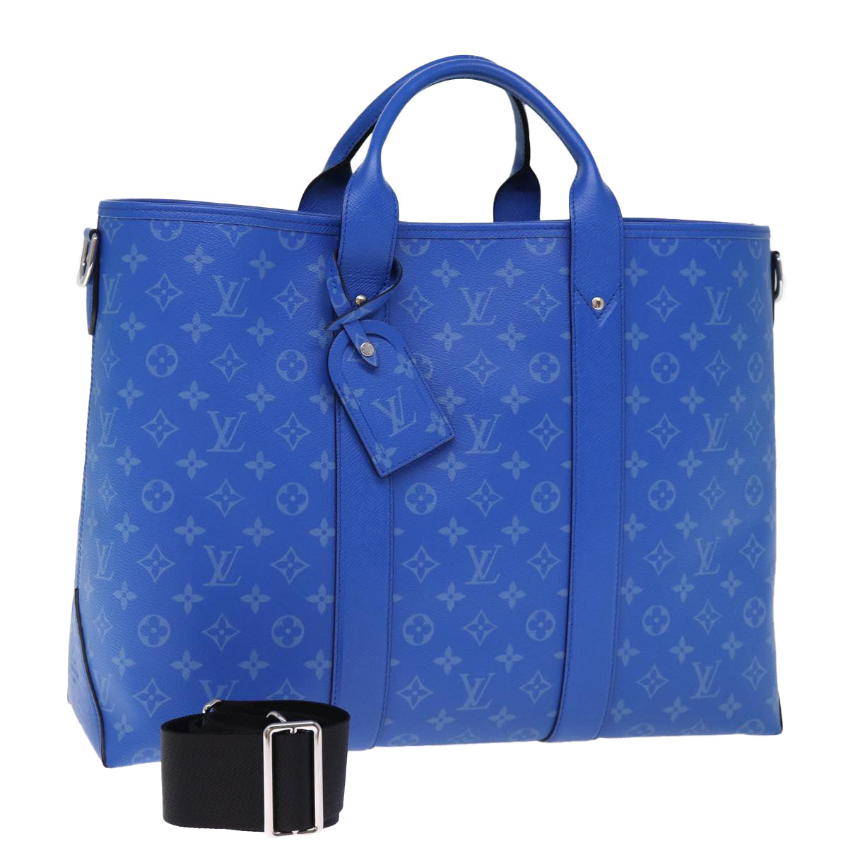 LOUIS VUITTON Taigalama Weekend Tote NM Tote Bag 2way Blue M31010 LV Auth 74022SM