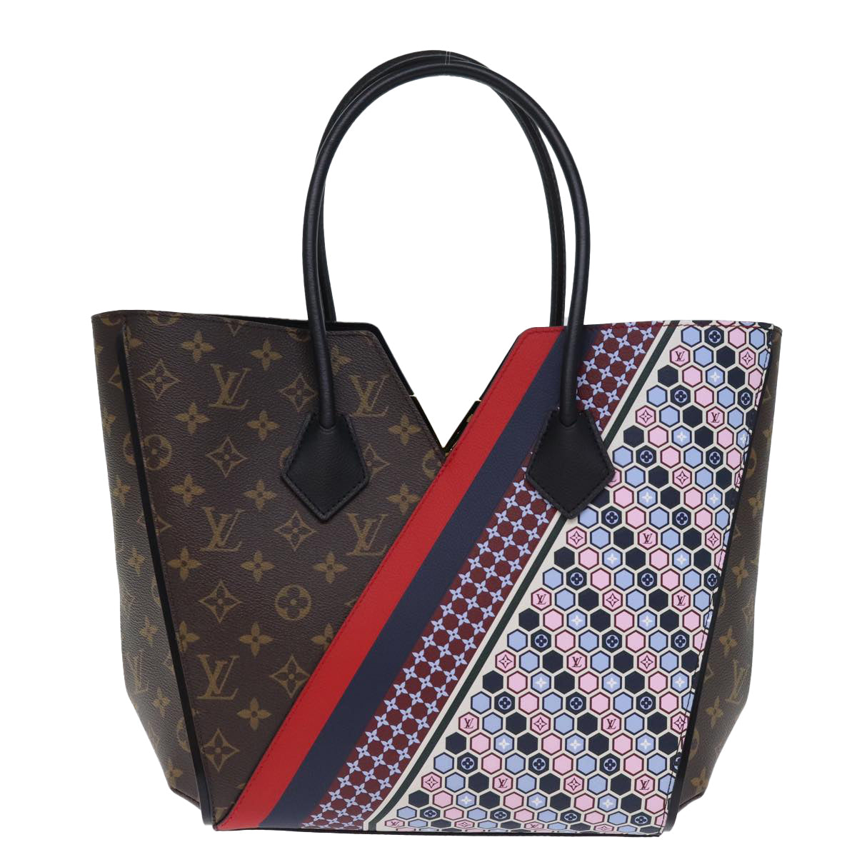 LOUIS VUITTON Monogram Kimono MM Tote Bag Red Navy M42850 LV Auth 74277S