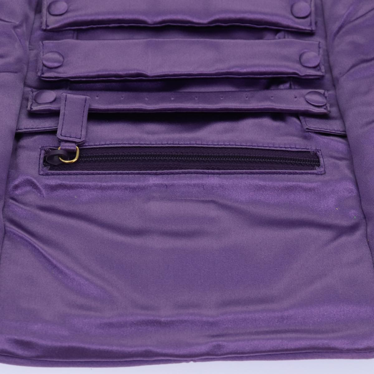 PRADA Jewelry Case Cosmetic Pouch Satin Purple Auth 74450
