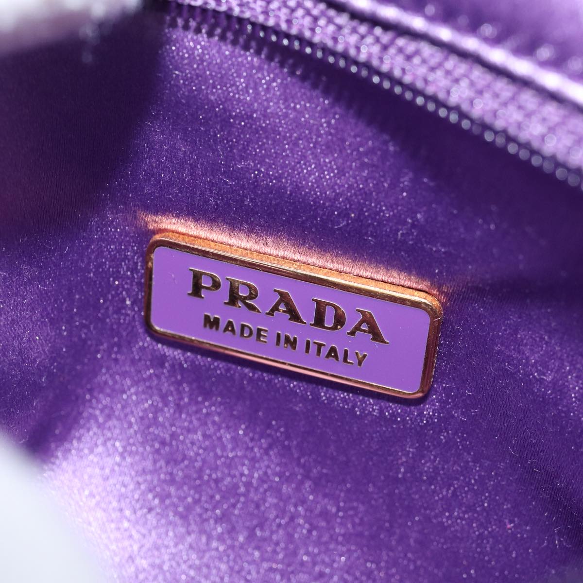 PRADA Jewelry Case Cosmetic Pouch Satin Purple Auth 74450