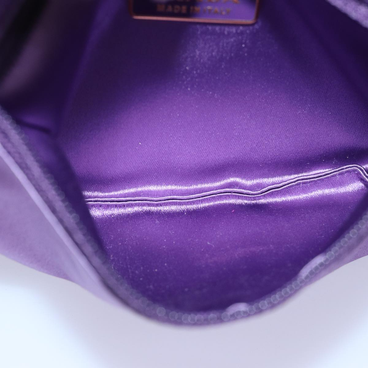 PRADA Jewelry Case Cosmetic Pouch Satin Purple Auth 74450
