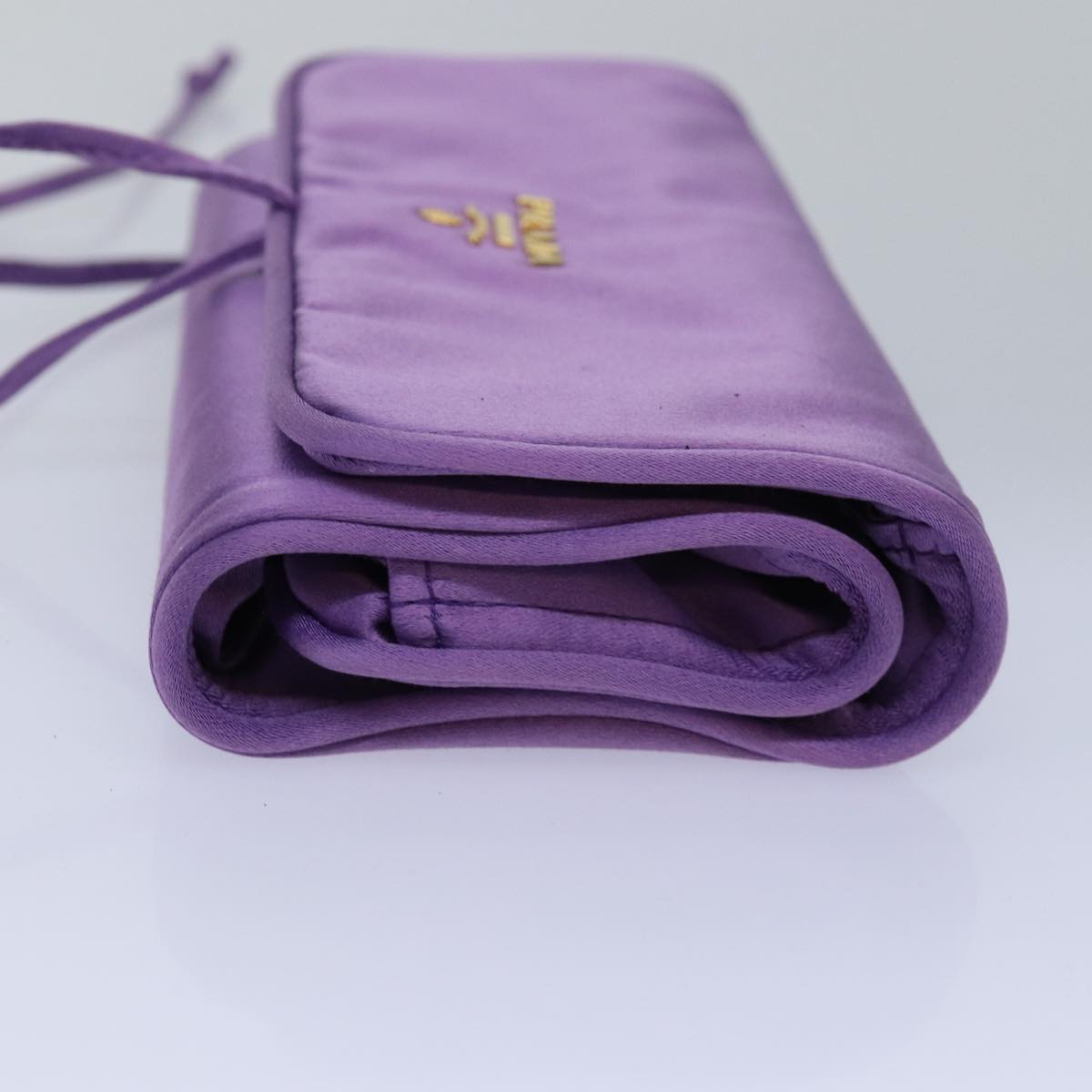 PRADA Jewelry Case Cosmetic Pouch Satin Purple Auth 74450