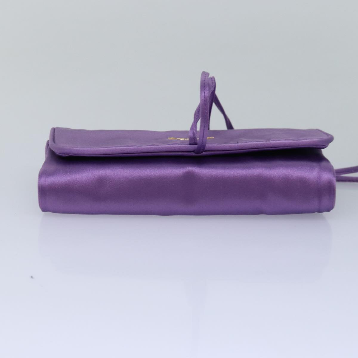 PRADA Jewelry Case Cosmetic Pouch Satin Purple Auth 74450