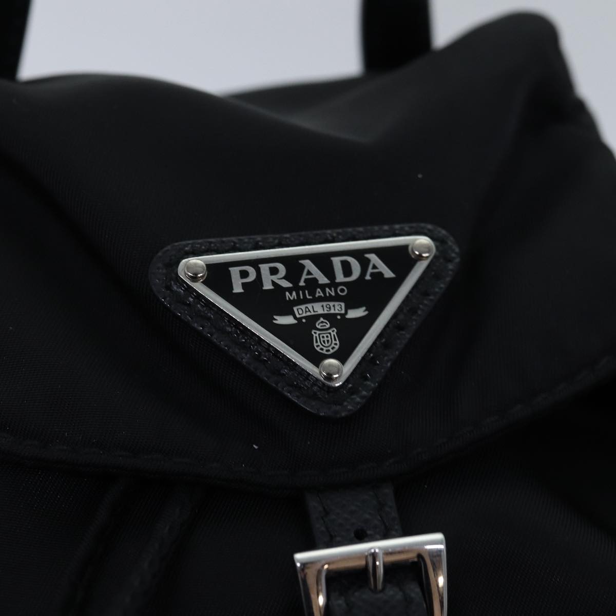 PRADA Chain Shoulder Bag Nylon Black Auth 74455AM