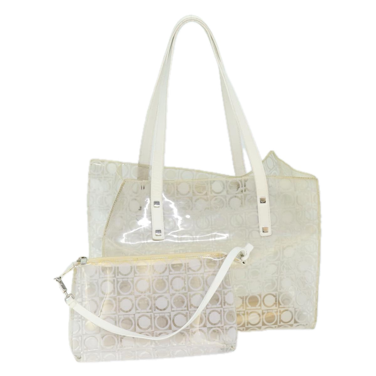 Salvatore Ferragamo Tote Bag Vinyl Clear Auth 74480