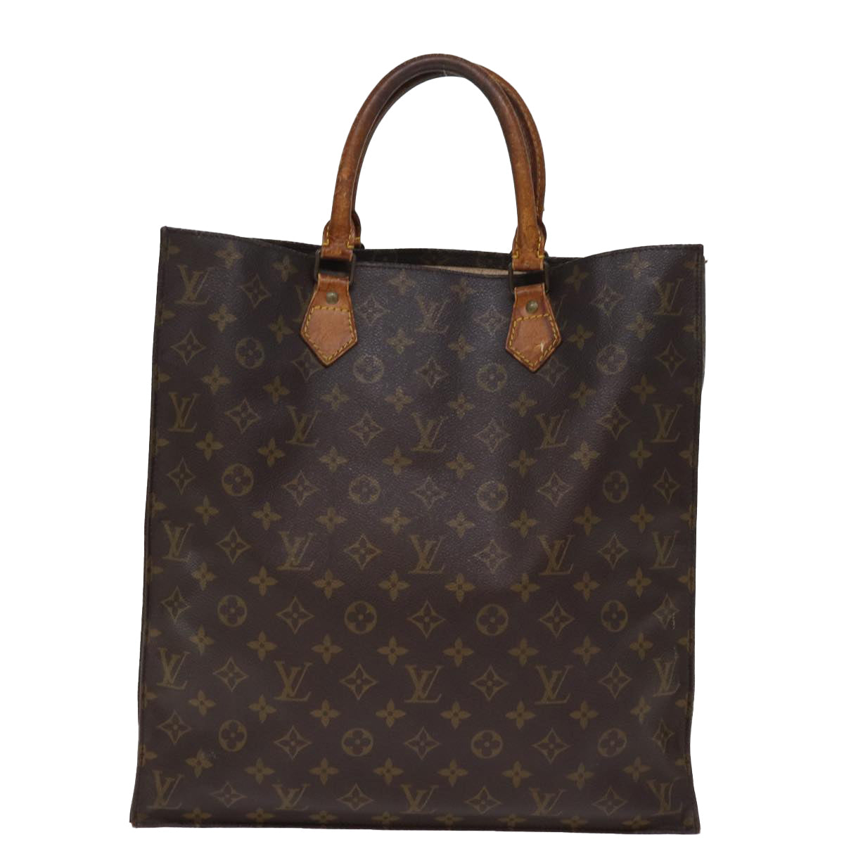 LOUIS VUITTON Monogram Sac Plat Hand Bag M51140 LV Auth 74673