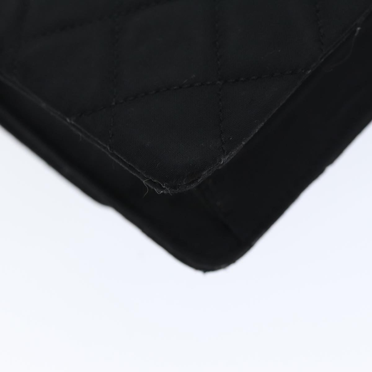 CHANEL Matelasse Chain Shoulder Bag Satin Paris limited Black CC Auth 74757A