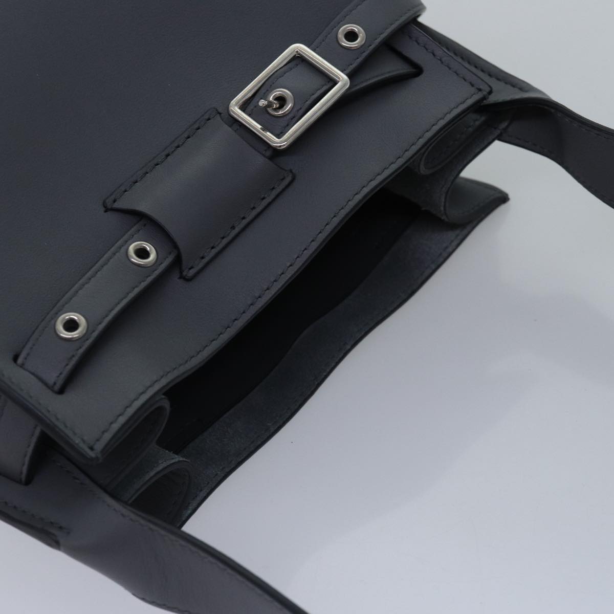 CELINE Big bag Shoulder Bag Leather Gray Auth 74791SAM