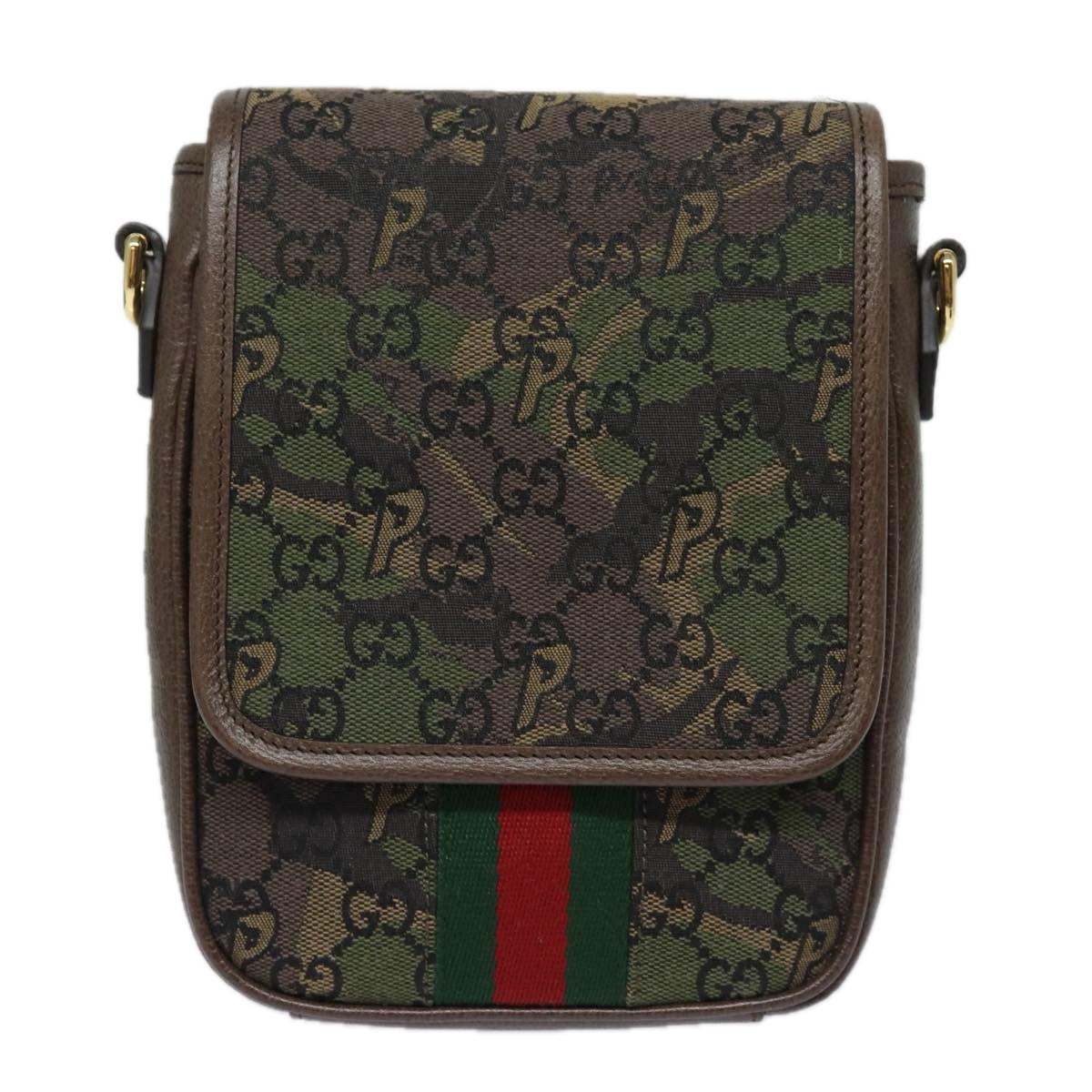 GUCCI GG Canvas Web Sherry Line GUCCIxPALACE Bag Camouflage 723142 Auth 74880SV
