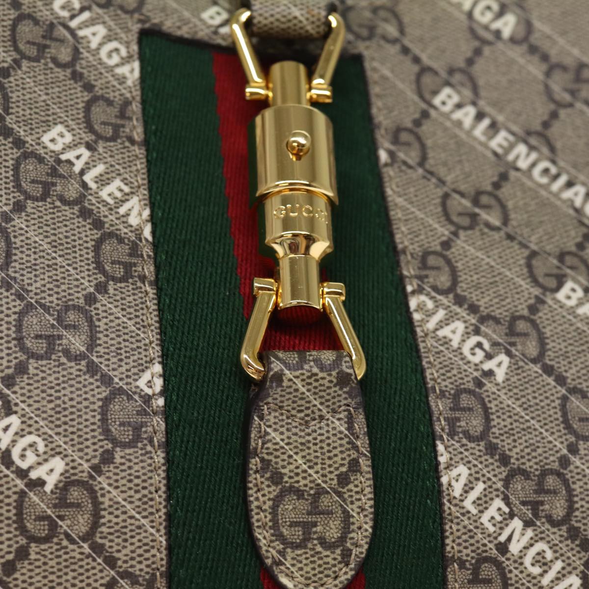 GUCCI GG Supreme Web Sherry Line Jackie Bag BALENCIAGA Beige 636706 Auth 74999SAV
