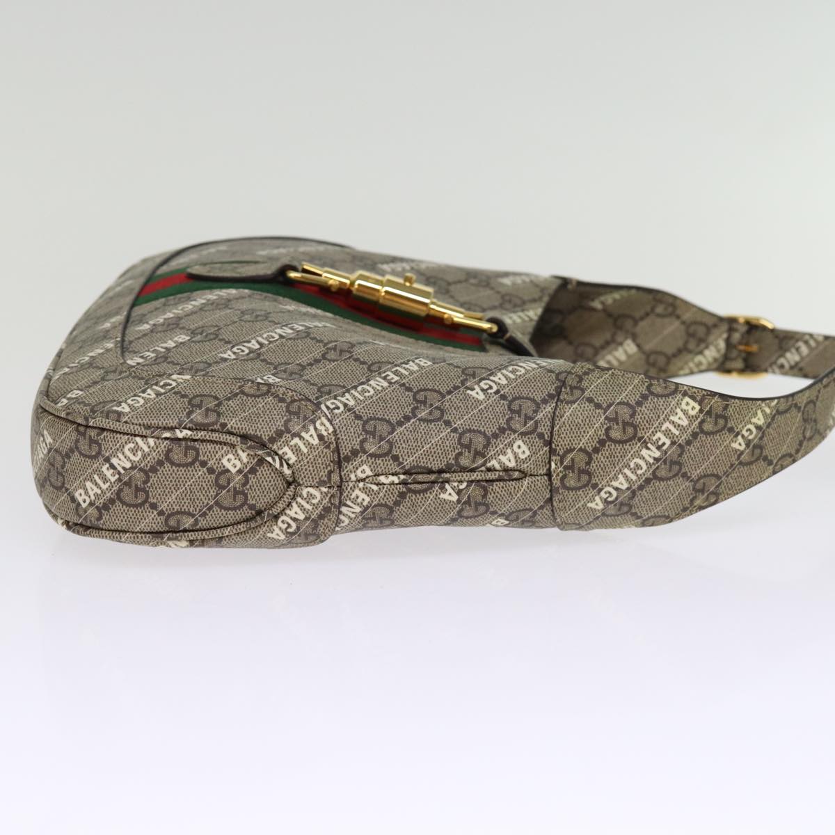 GUCCI GG Supreme Web Sherry Line Jackie Bag BALENCIAGA Beige 636706 Auth 74999SAV