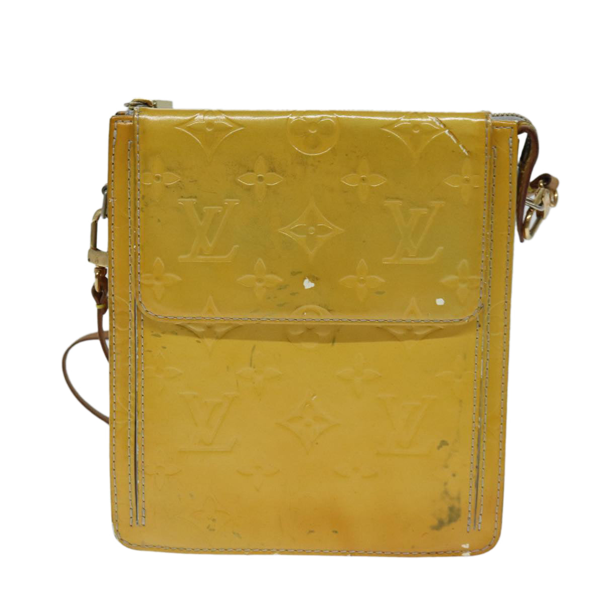 LOUIS VUITTON Monogram Vernis Motto Accessory Pouch Gris M91030 LV Auth 75041