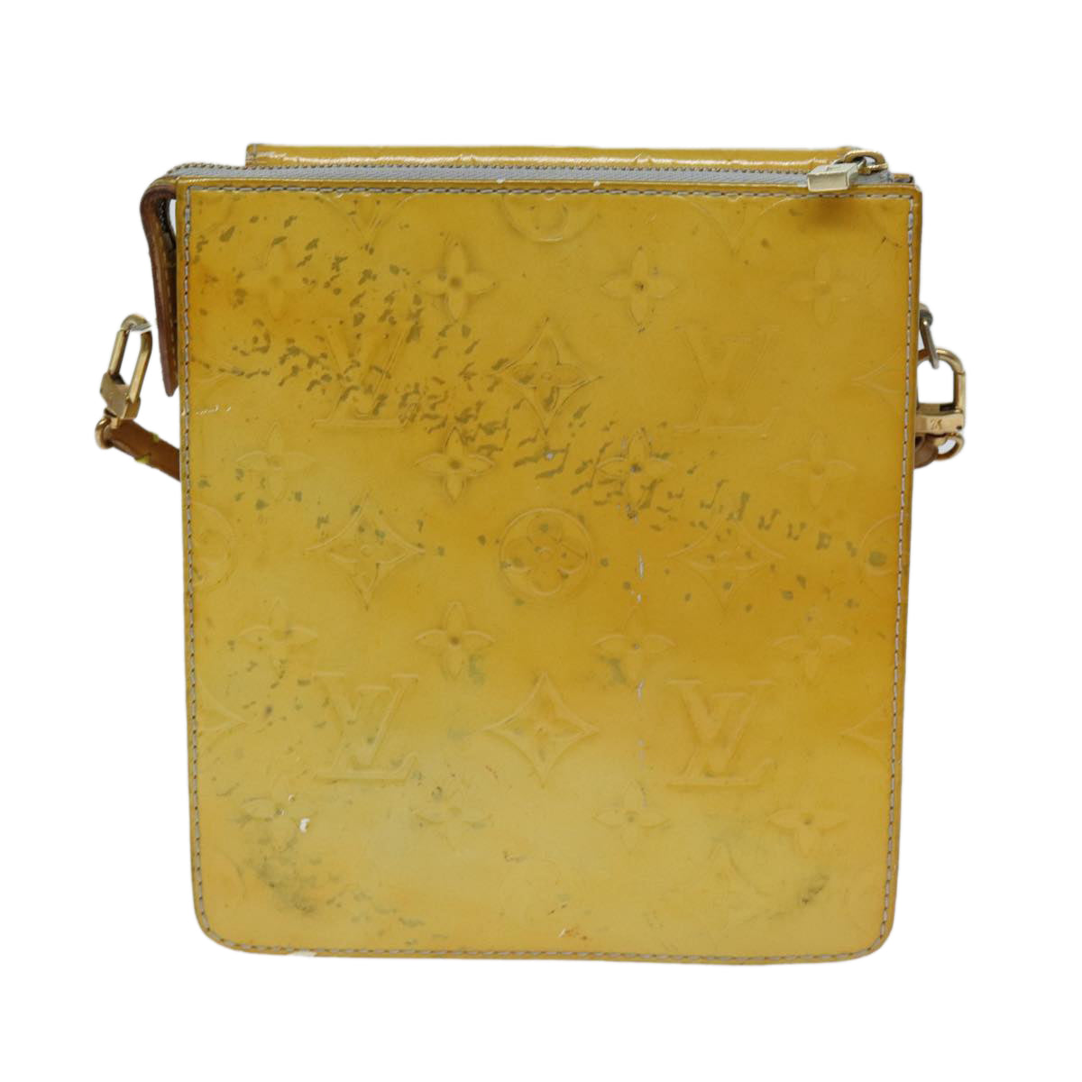 LOUIS VUITTON Monogram Vernis Motto Accessory Pouch Gris M91030 LV Auth 75041