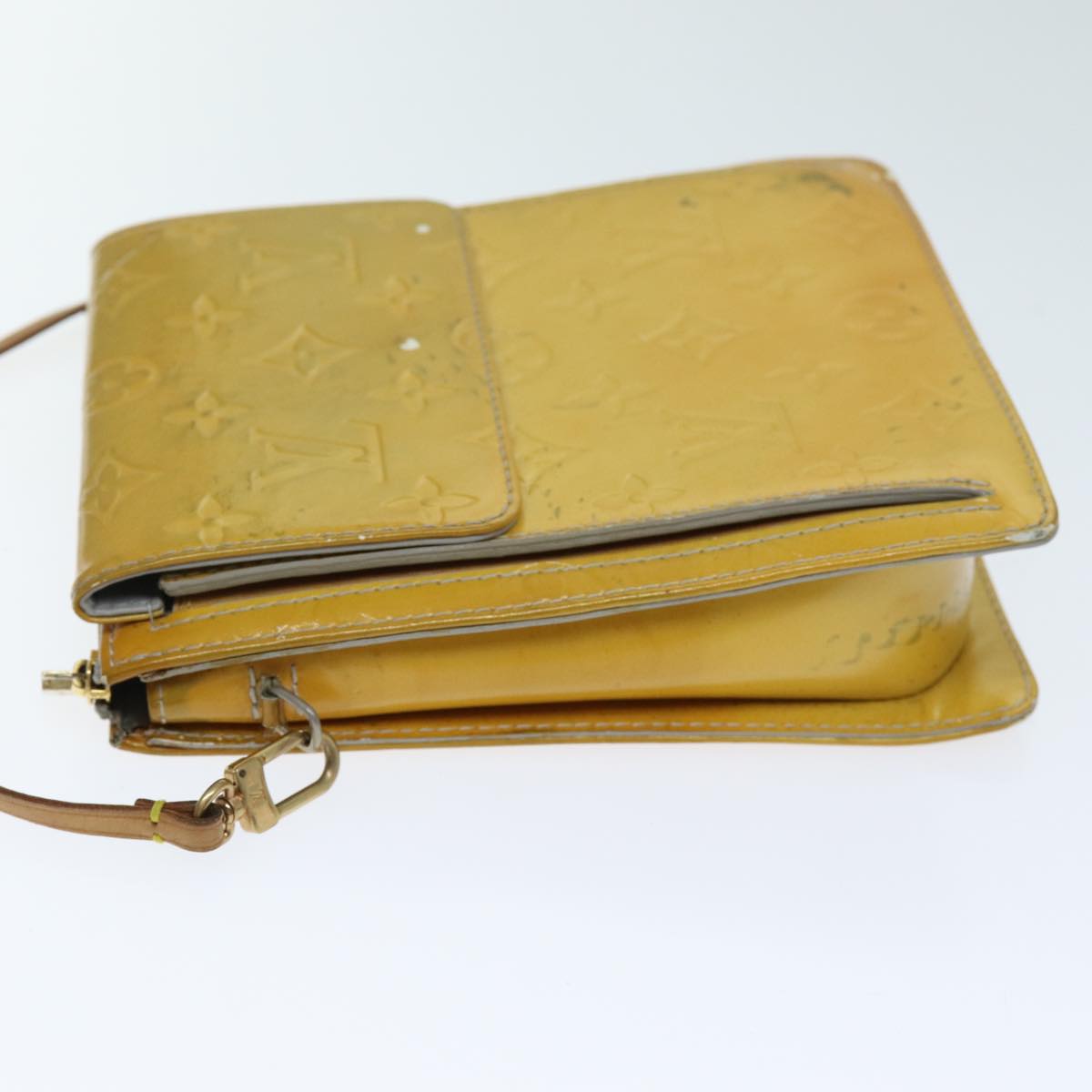 LOUIS VUITTON Monogram Vernis Motto Accessory Pouch Gris M91030 LV Auth 75041