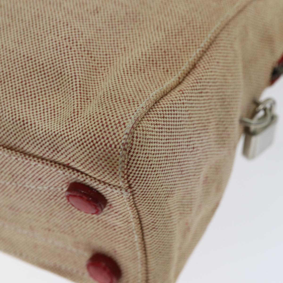 PRADA Sports Tote Bag Canvas Red Beige Auth 75127
