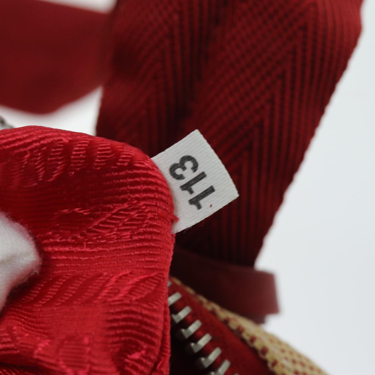 PRADA Sports Tote Bag Canvas Red Beige Auth 75127