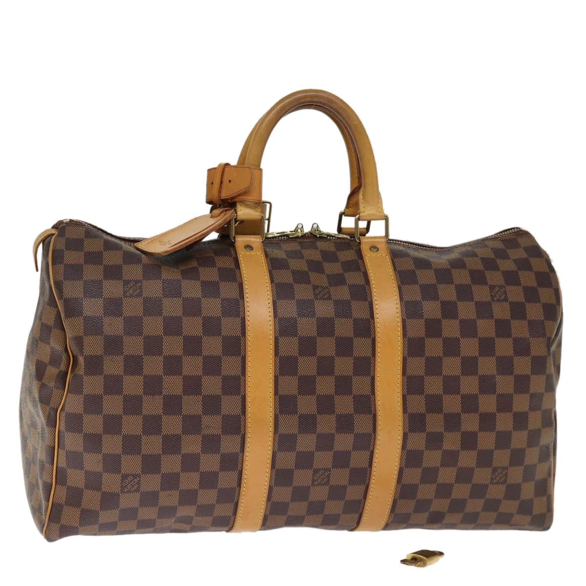 LOUIS VUITTON Damier Ebene Keepall 45 Boston Bag LV Auth 75198AV