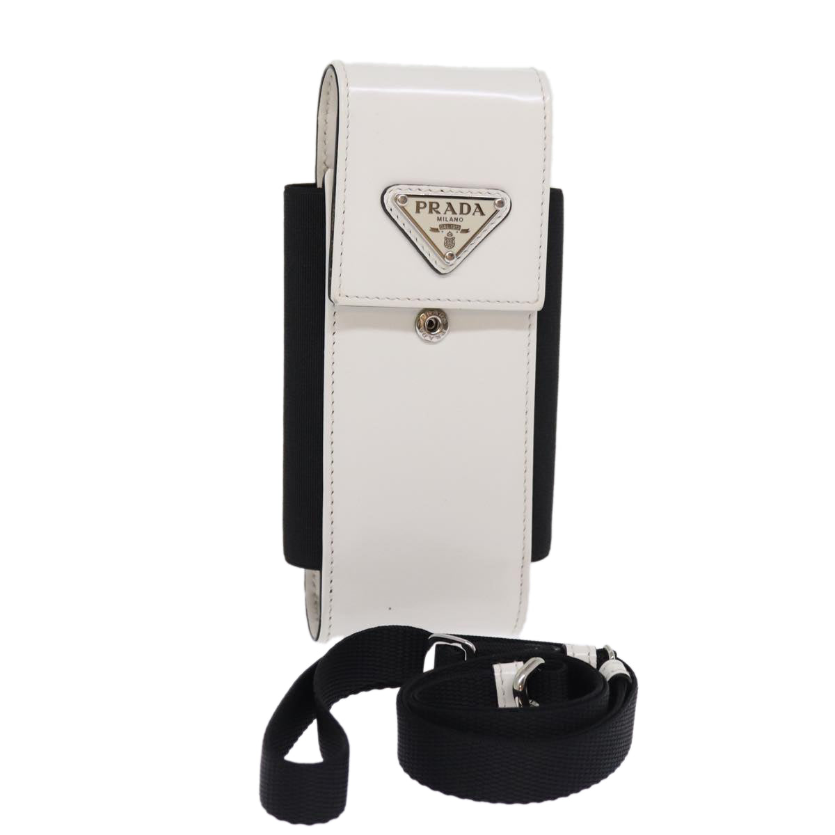 PRADA Cell Phone Case Patent leather White Auth 75214V