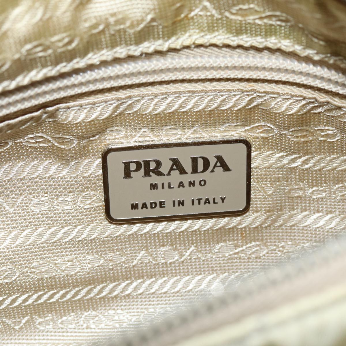 PRADA Shoulder Bag Nylon Enamel Beige Brown Auth 75216