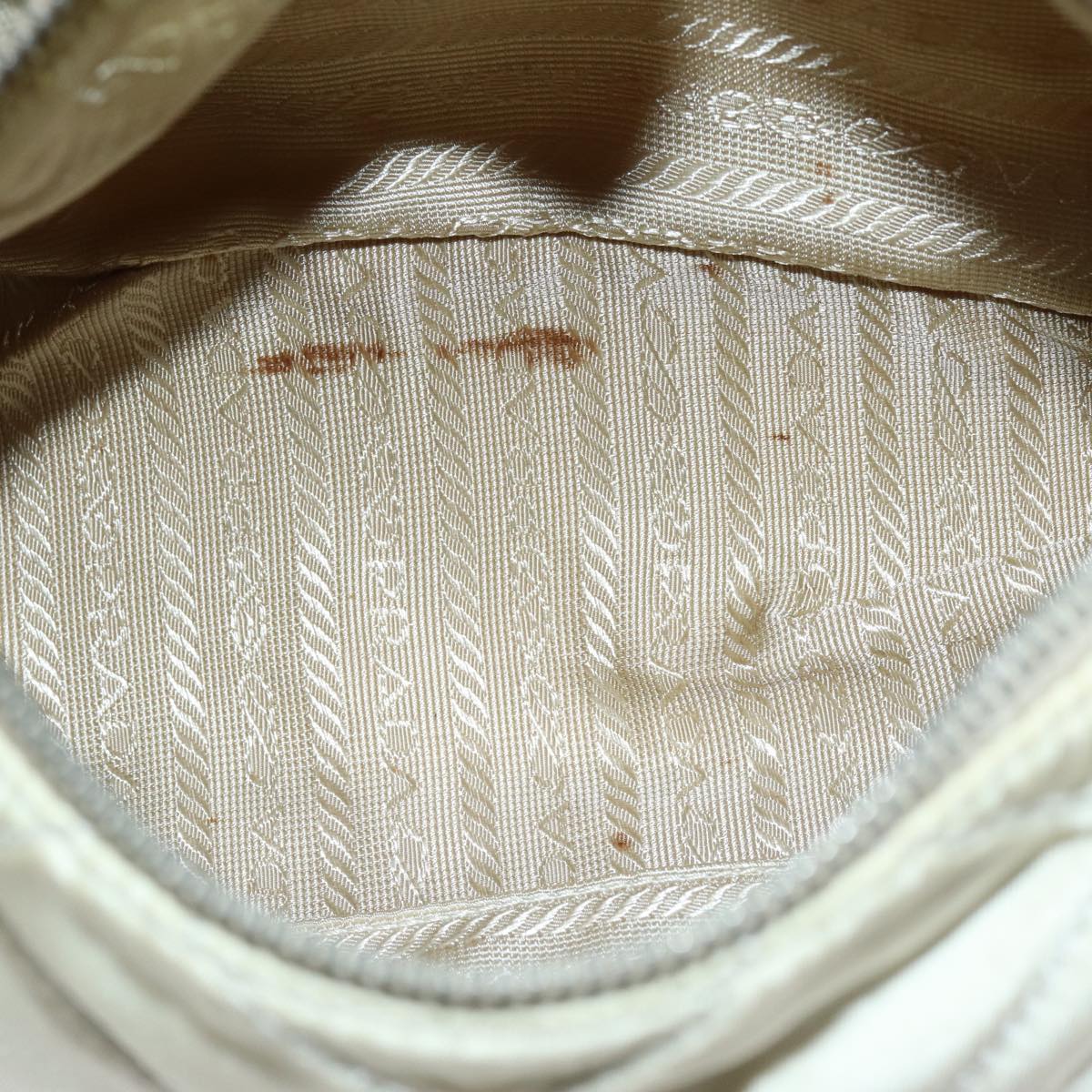 PRADA Shoulder Bag Nylon Enamel Beige Brown Auth 75216