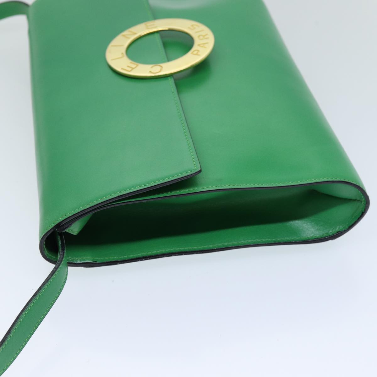 CELINE Shoulder Bag Leather Green Auth 75227AV