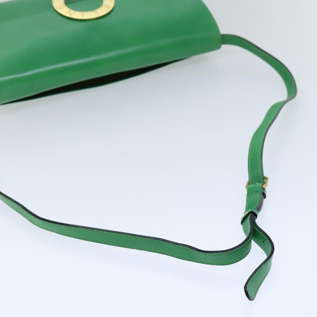 CELINE Shoulder Bag Leather Green Auth 75227AV