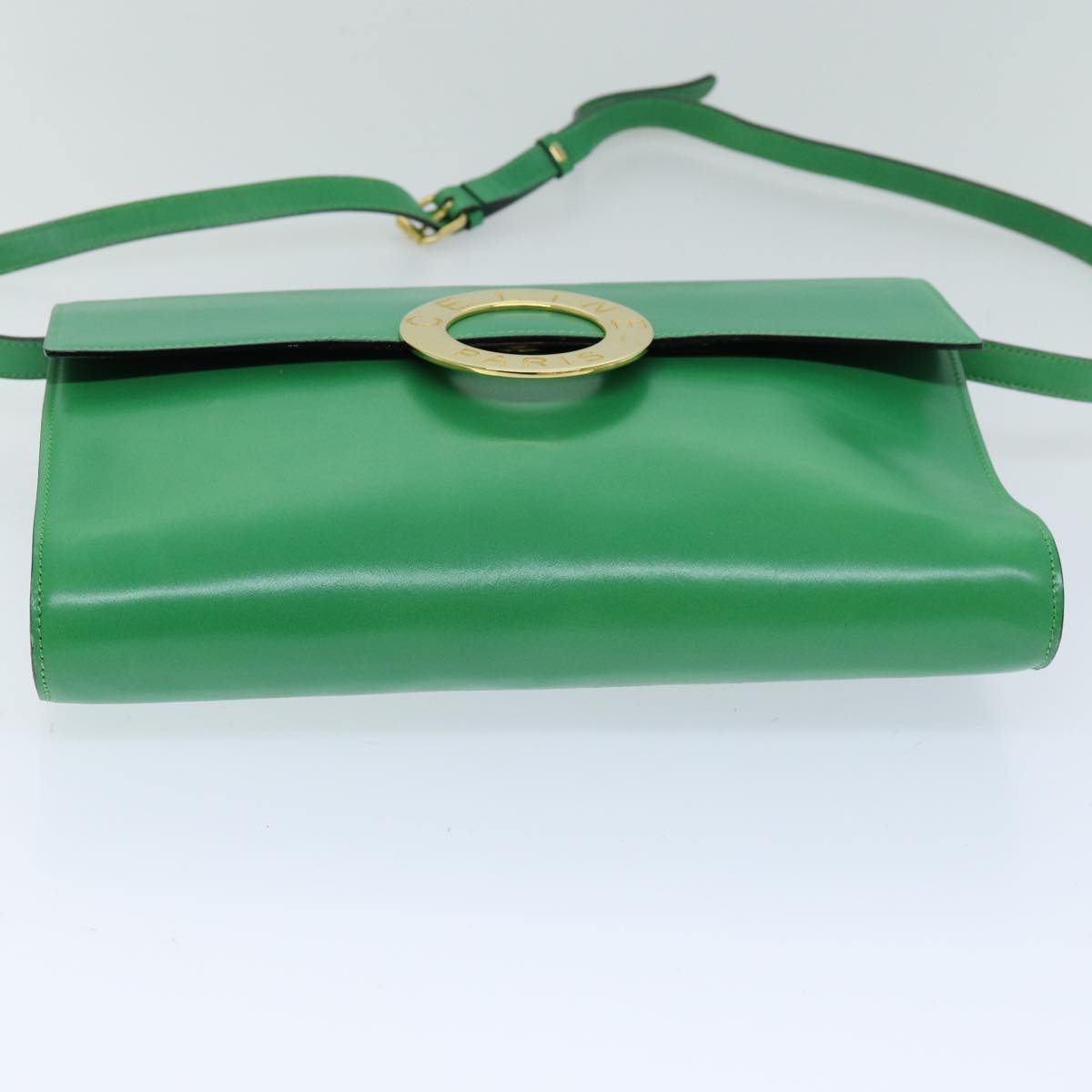 CELINE Shoulder Bag Leather Green Auth 75227AV