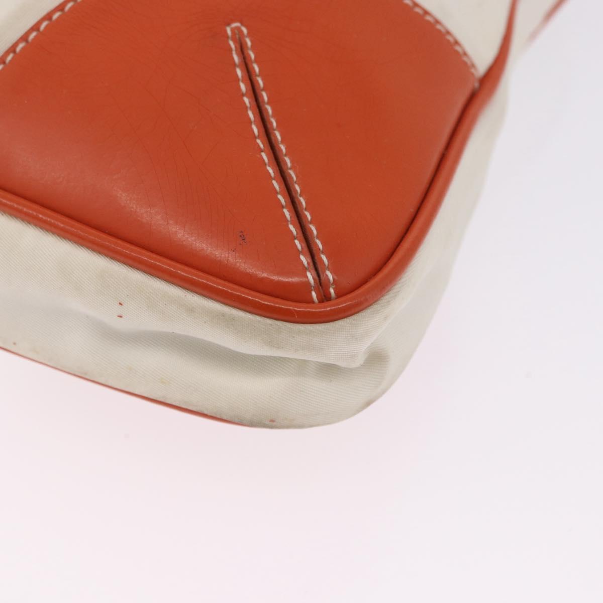 PRADA Tote Bag Nylon Beige Orange Auth 75334
