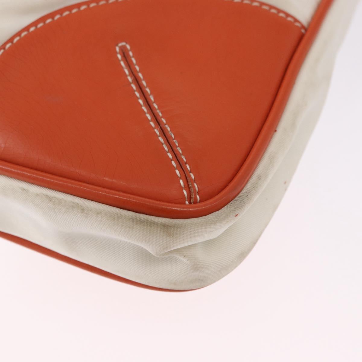 PRADA Tote Bag Nylon Beige Orange Auth 75334