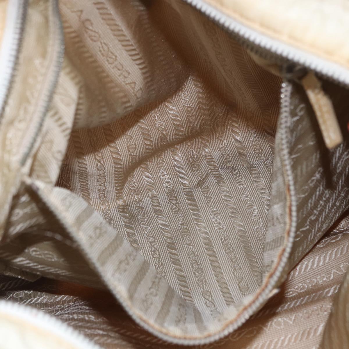 PRADA Tote Bag Nylon Beige Orange Auth 75334