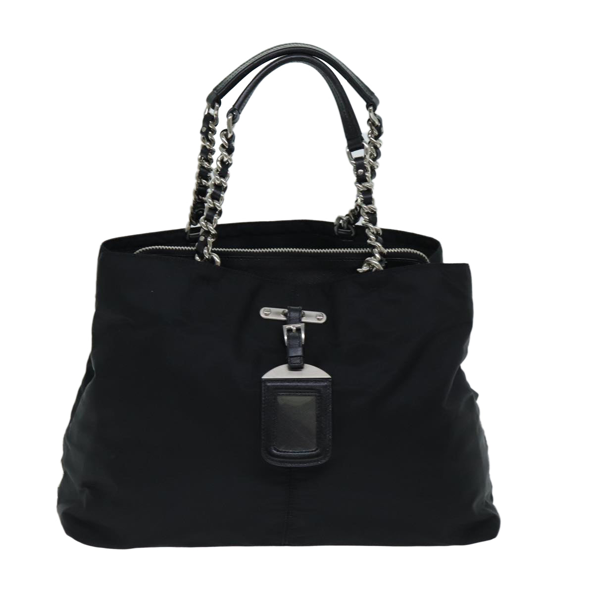 PRADA Tote Bag Nylon Black Auth 75367