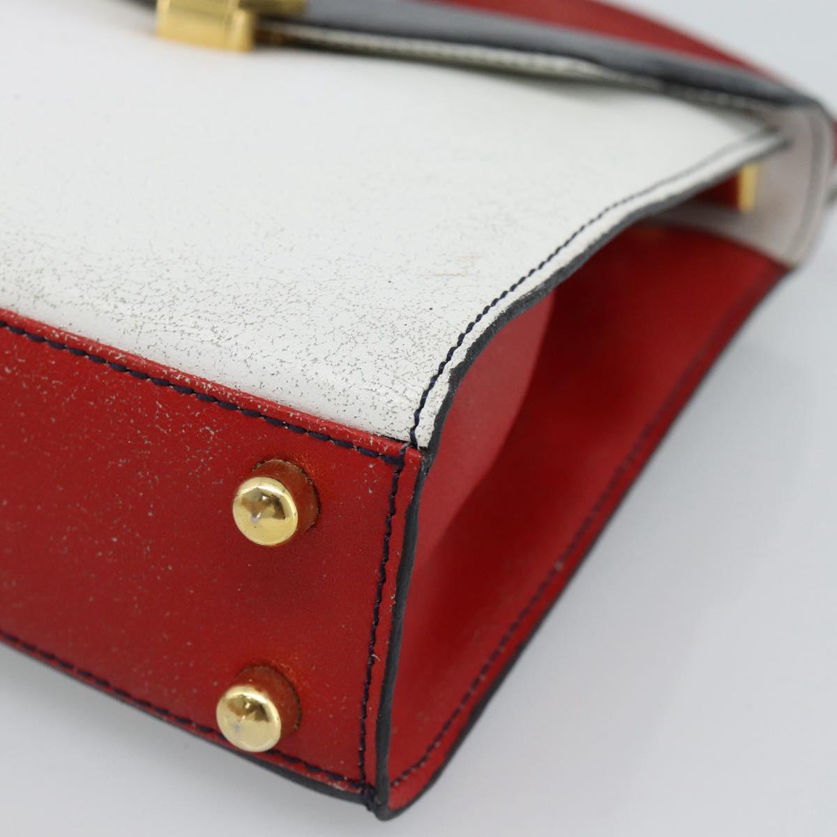 FENDI Hand Bag Leather White Auth 75458