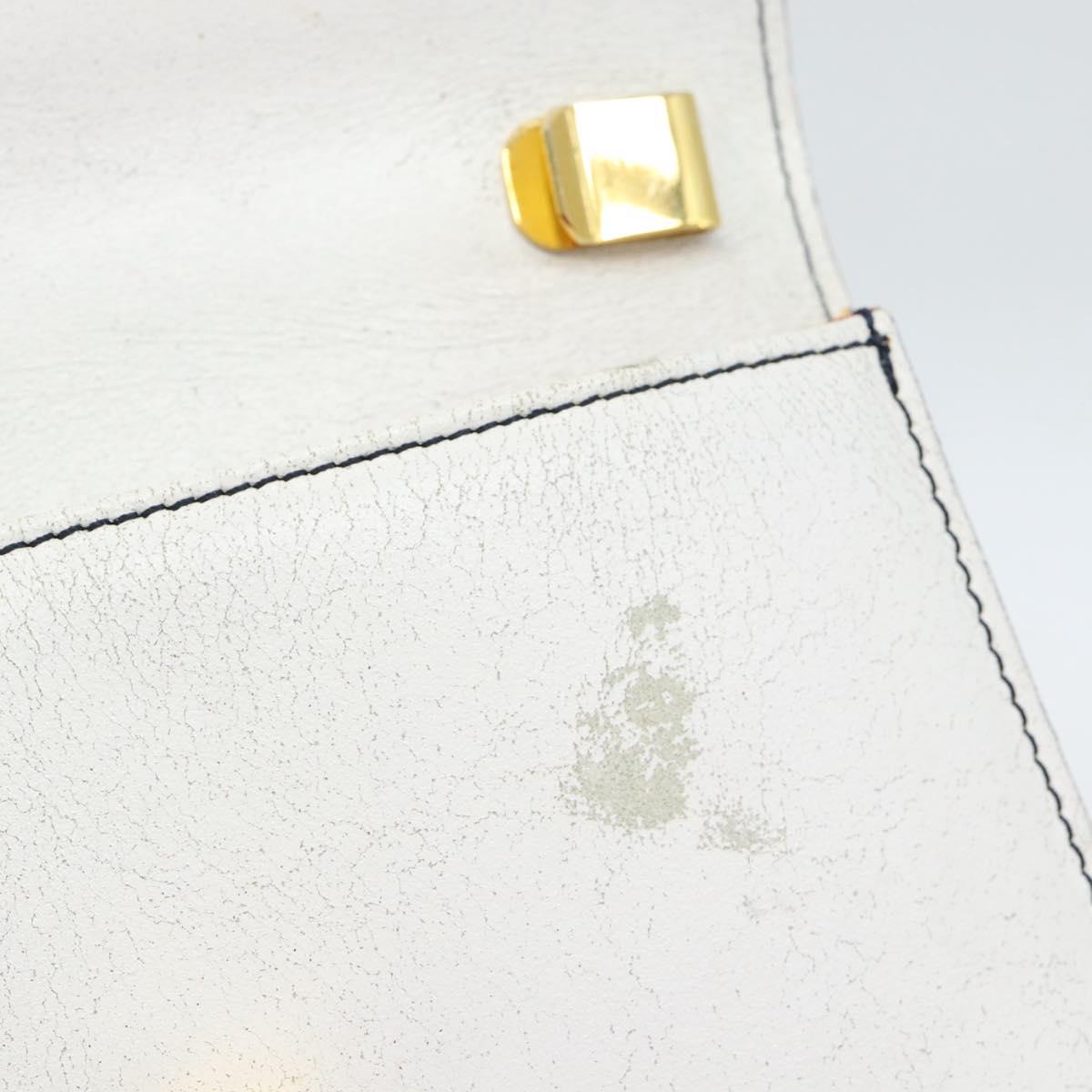 FENDI Hand Bag Leather White Auth 75458