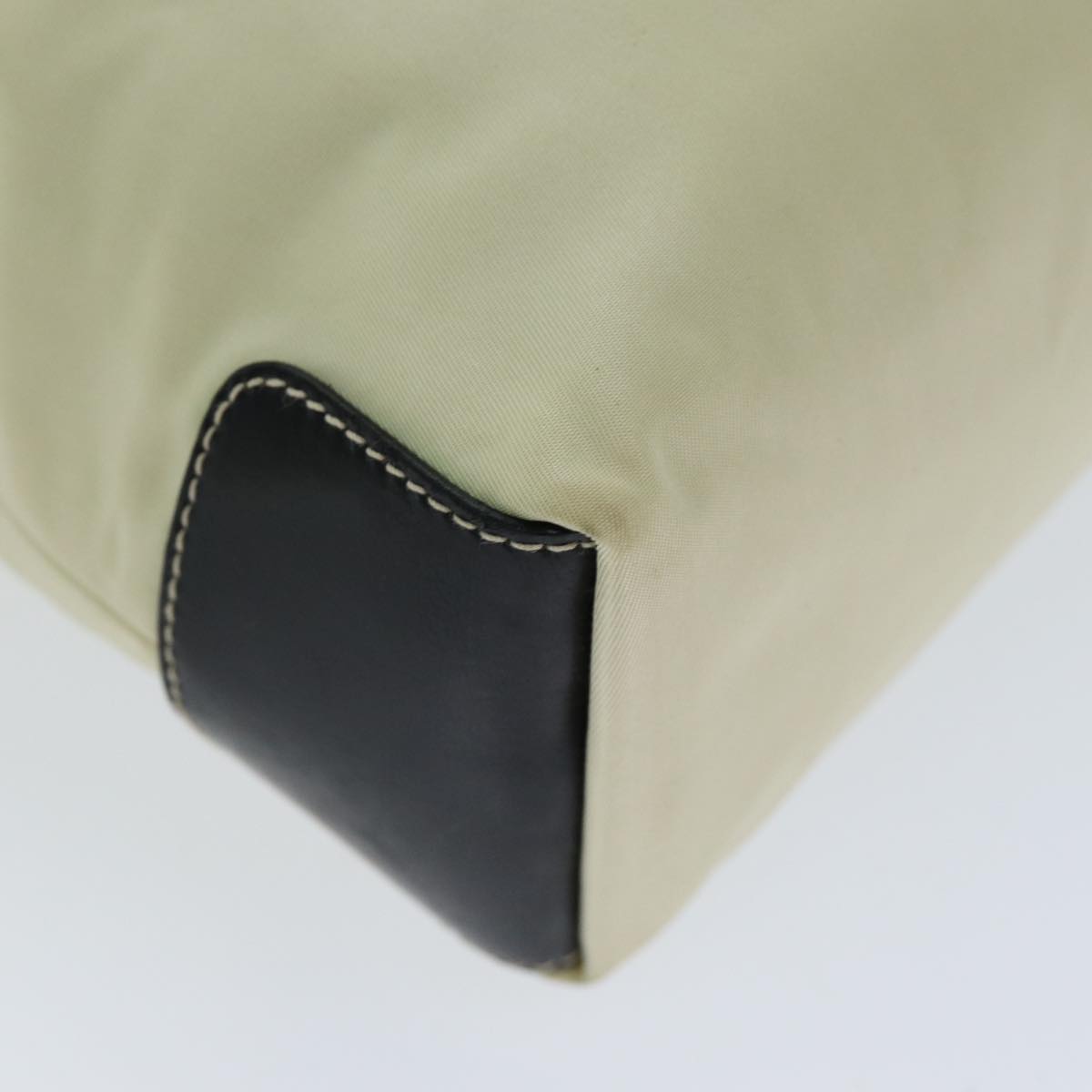 PRADA Hand Bag Nylon Cream Auth 75644