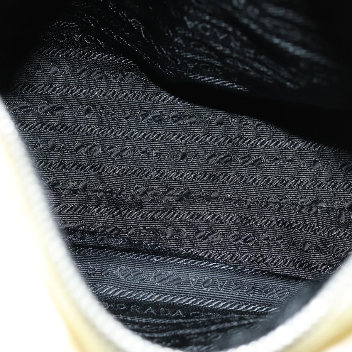 PRADA Hand Bag Nylon Cream Auth 75644