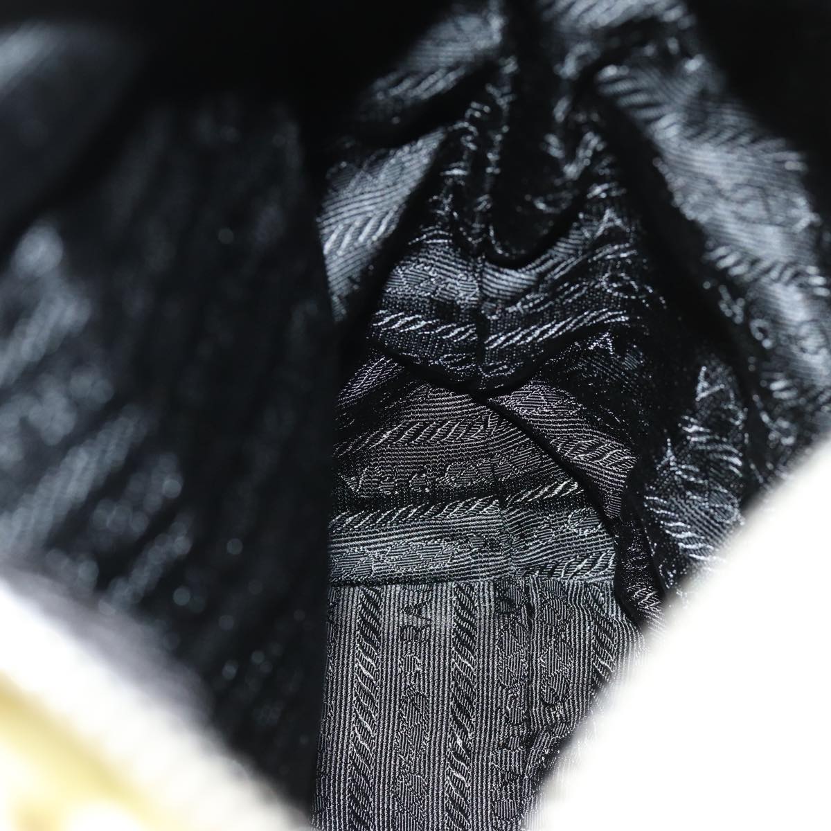 PRADA Hand Bag Nylon Cream Auth 75644