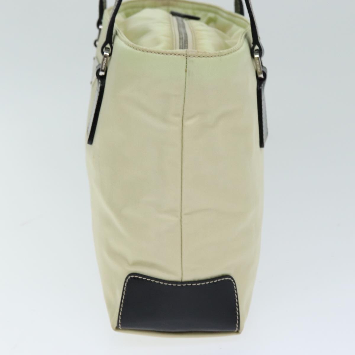 PRADA Hand Bag Nylon Cream Auth 75644