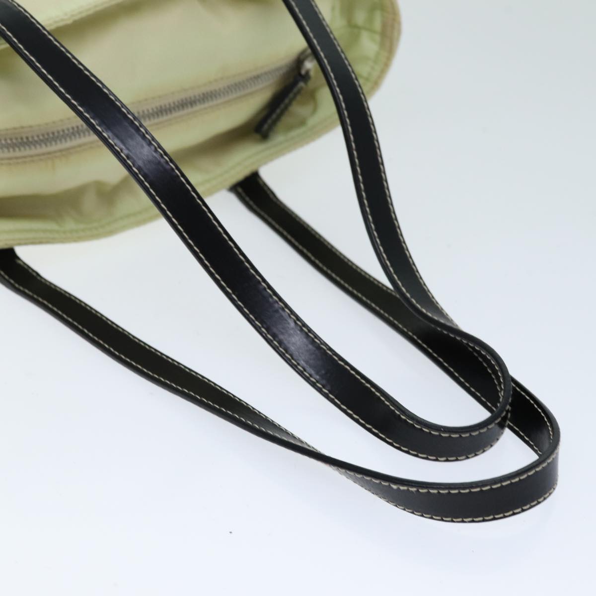 PRADA Hand Bag Nylon Cream Auth 75644