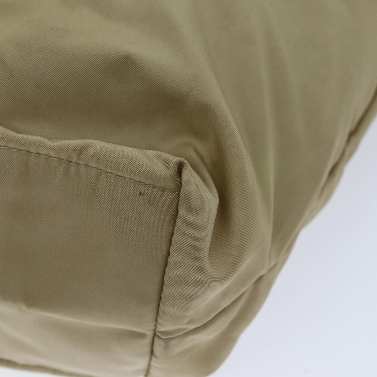 PRADA Tote Bag Nylon Beige Auth 75668