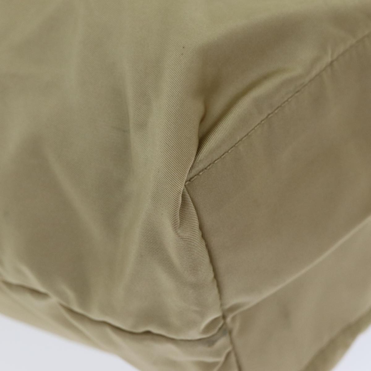 PRADA Tote Bag Nylon Beige Auth 75668