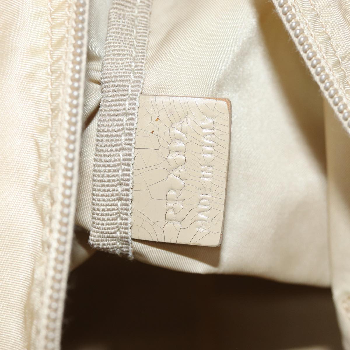 PRADA Tote Bag Nylon Beige Auth 75668