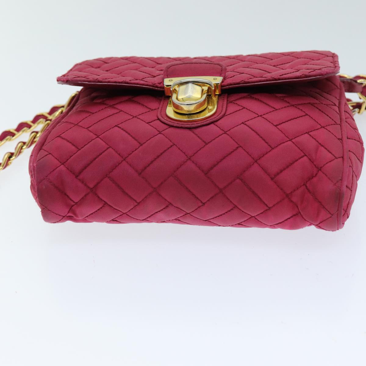 PRADA Chain Shoulder Bag Nylon Pink Auth 75800